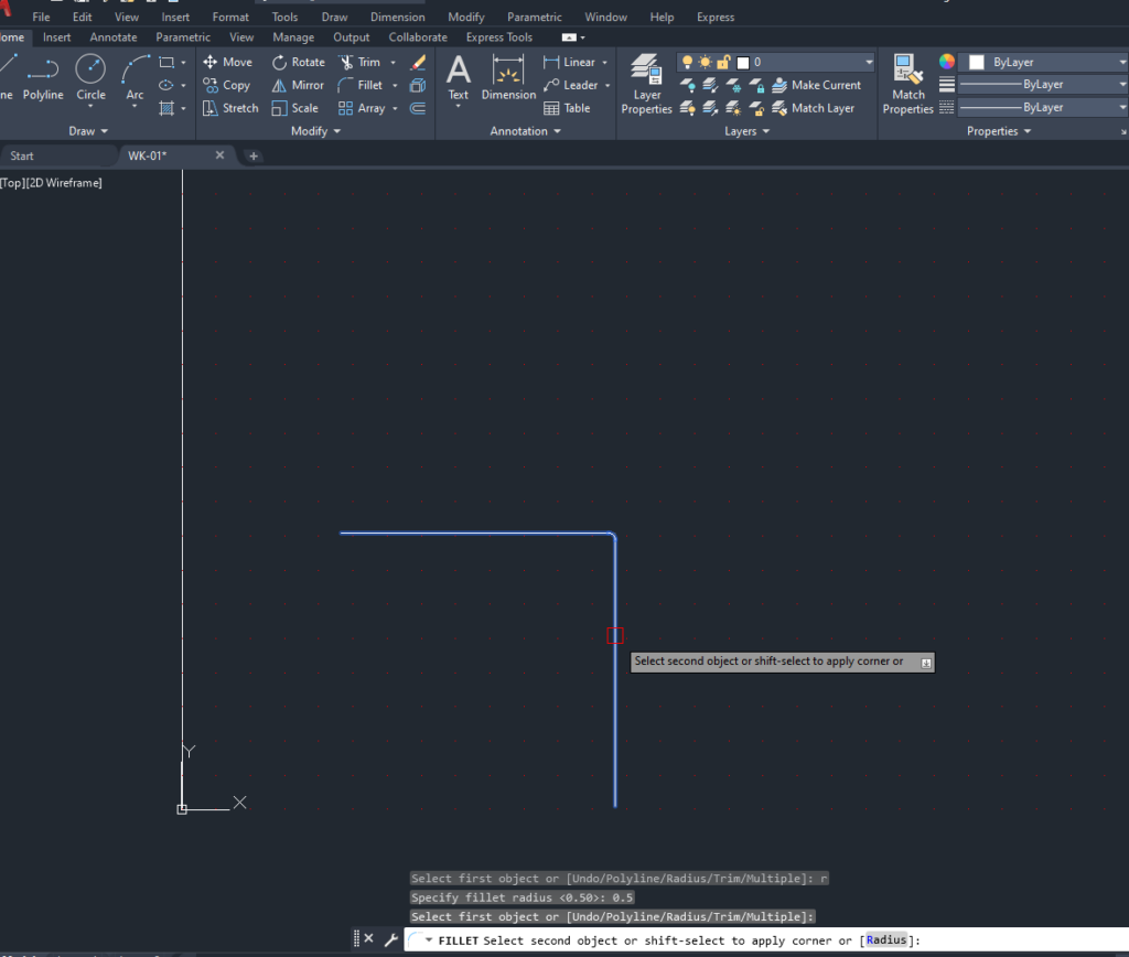 4. คลิกเส้นแรก และคลิกเส้นที่สอง เชื่อมทั้งสองเส้นให้โดยอัตโนมัติ