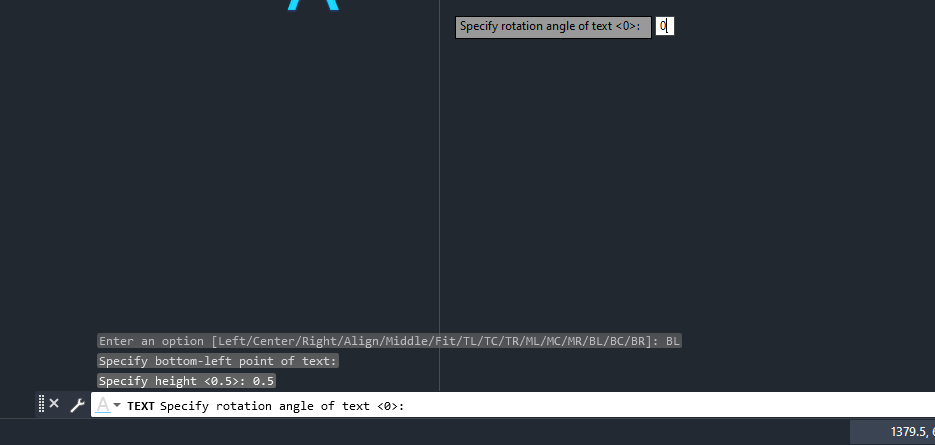 มุม (Rotation): ระบุมุมการวางตัวอักษร (ปกติคือ 0 สำหรับแนวราบ) แล้วกด Enter