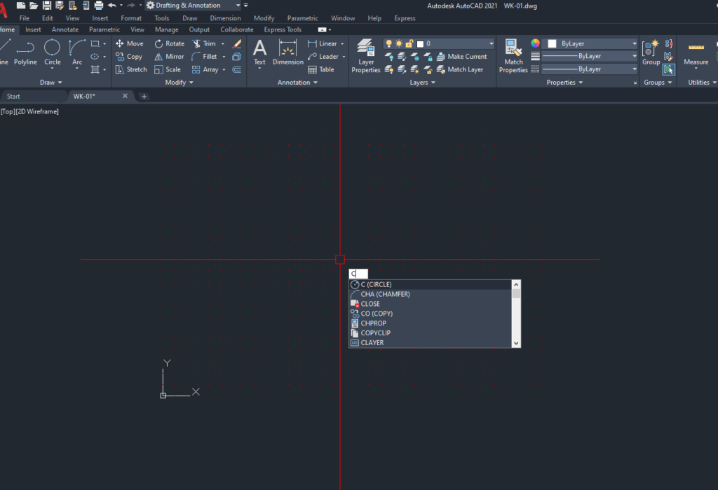 การวาดวงกลมใน AutoCAD